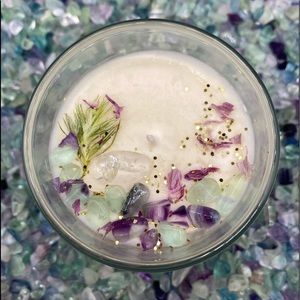 Rainbow Fluorite Crystal handmade candle